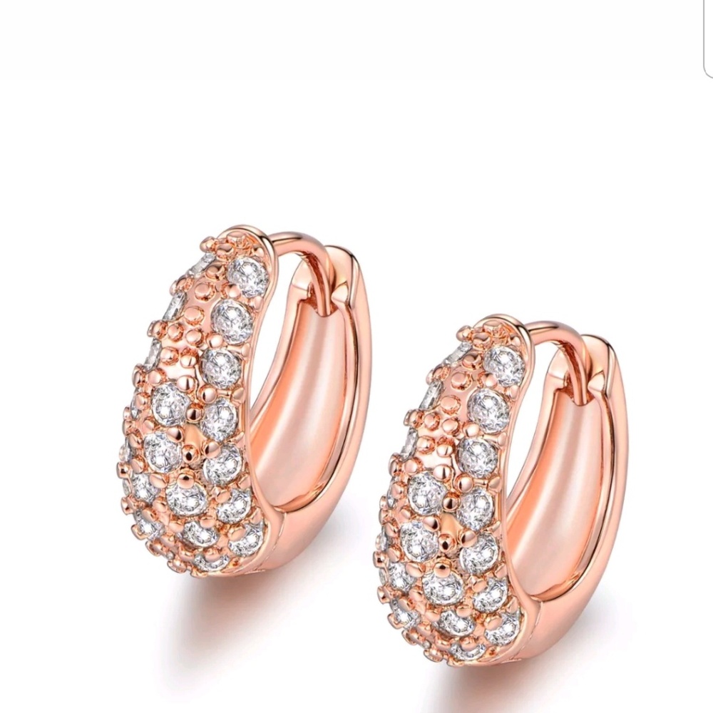 18K Rose Gold Filled Snap Closure Hoop Earrings